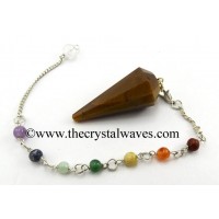 Tiger Eye Agate 12 Facets Pendulum With Chakra Chain